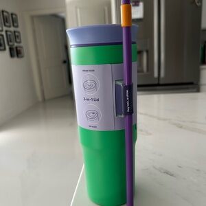 Owala Green and Purple 2-in-1 Tumbler with Straw